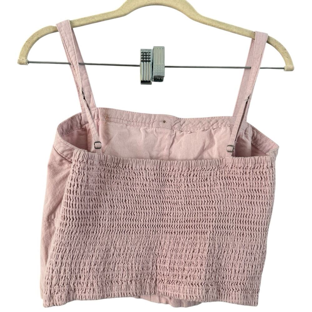 Abercrombie & Fitch Lilac Button Front Smocked Crop Top Tank Size Large - Picture 3 of 7